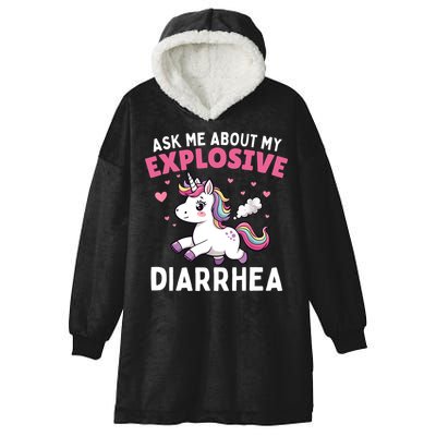 Ask Me About My Explosive Diarrhea Funny Poop Meme Unicorn  Hooded Wearable Blanket