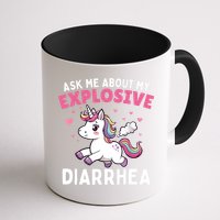 Ask Me About My Explosive Diarrhea Funny Poop Meme Unicorn  Mug