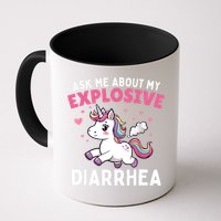 Ask Me About My Explosive Diarrhea Funny Poop Meme Unicorn  Mug
