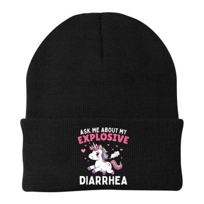 Ask Me About My Explosive Diarrhea Funny Poop Meme Unicorn  Beanie
