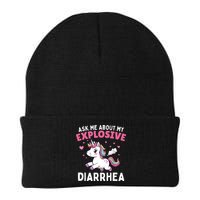 Ask Me About My Explosive Diarrhea Funny Poop Meme Unicorn  Beanie