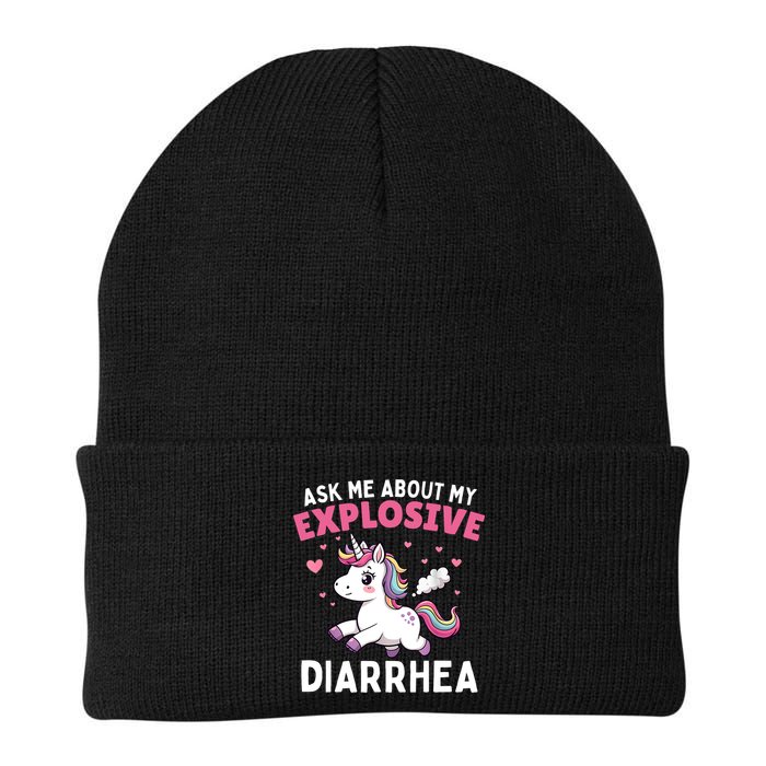 Ask Me About My Explosive Diarrhea Funny Poop Meme Unicorn  Beanie