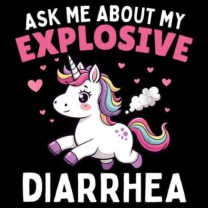 Ask Me About My Explosive Diarrhea Funny Poop Meme Unicorn  Drawstring Bag