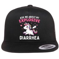 Ask Me About My Explosive Diarrhea Funny Poop Meme Unicorn  Flatbill Hat