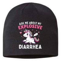 Ask Me About My Explosive Diarrhea Funny Poop Meme Unicorn  Sustainable Beanie