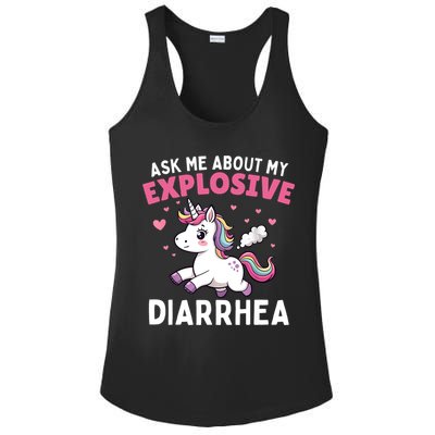 Ask Me About My Explosive Diarrhea Funny Poop Meme Unicorn  Ladies PosiCharge Competitor Racerback Tank