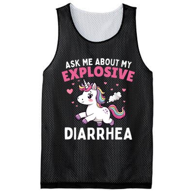 Ask Me About My Explosive Diarrhea Funny Poop Meme Unicorn  Mesh Reversible Basketball Jersey Tank