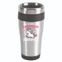 Ask Me About My Explosive Diarrhea Funny Poop Meme Unicorn  16oz Travel Tumbler