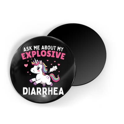 Ask Me About My Explosive Diarrhea Funny Poop Meme Unicorn  Magnet