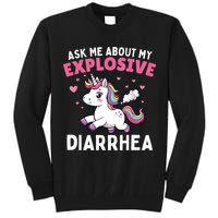 Ask Me About My Explosive Diarrhea Funny Poop Meme Unicorn  Tall Sweatshirt