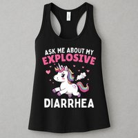 Ask Me About My Explosive Diarrhea Funny Poop Meme Unicorn  Womens Tank Top