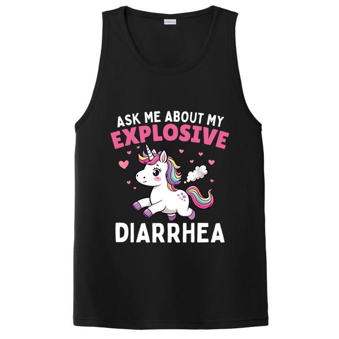 Ask Me About My Explosive Diarrhea Funny Poop Meme Unicorn  PosiCharge Competitor Tank
