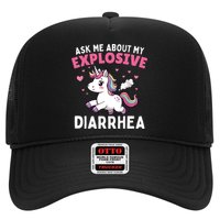 Ask Me About My Explosive Diarrhea Funny Poop Meme Unicorn  Trucker Hat