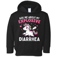 Ask Me About My Explosive Diarrhea Funny Poop Meme Unicorn  Toddler Hoodie