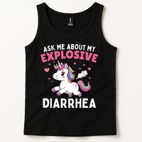 Ask Me About My Explosive Diarrhea Funny Poop Meme Unicorn  Tank Top