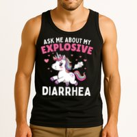 Ask Me About My Explosive Diarrhea Funny Poop Meme Unicorn  Tank Top