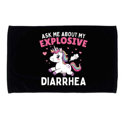 Ask Me About My Explosive Diarrhea Funny Poop Meme Unicorn  Microfiber Hand Towel