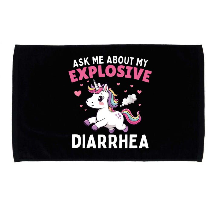 Ask Me About My Explosive Diarrhea Funny Poop Meme Unicorn  Microfiber Hand Towel
