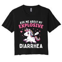 Ask Me About My Explosive Diarrhea Funny Poop Meme Unicorn  Crop Top