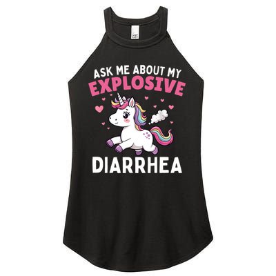 Ask Me About My Explosive Diarrhea Funny Poop Meme Unicorn  Women's Perfect Tri Rocker Tank