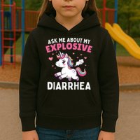 Ask Me About My Explosive Diarrhea Funny Poop Meme Unicorn  Kids Hoodie