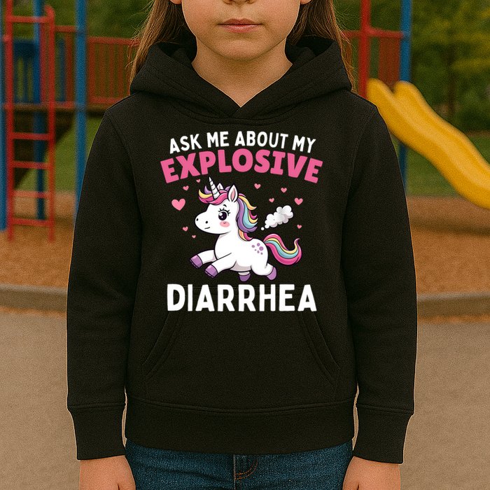 Ask Me About My Explosive Diarrhea Funny Poop Meme Unicorn  Kids Hoodie