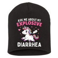 Ask Me About My Explosive Diarrhea Funny Poop Meme Unicorn  Short Acrylic Beanie