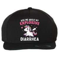 Ask Me About My Explosive Diarrhea Funny Poop Meme Unicorn  Wool Snapback Cap