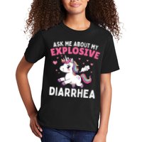 Ask Me About My Explosive Diarrhea Funny Poop Meme Unicorn  Kids T-Shirt