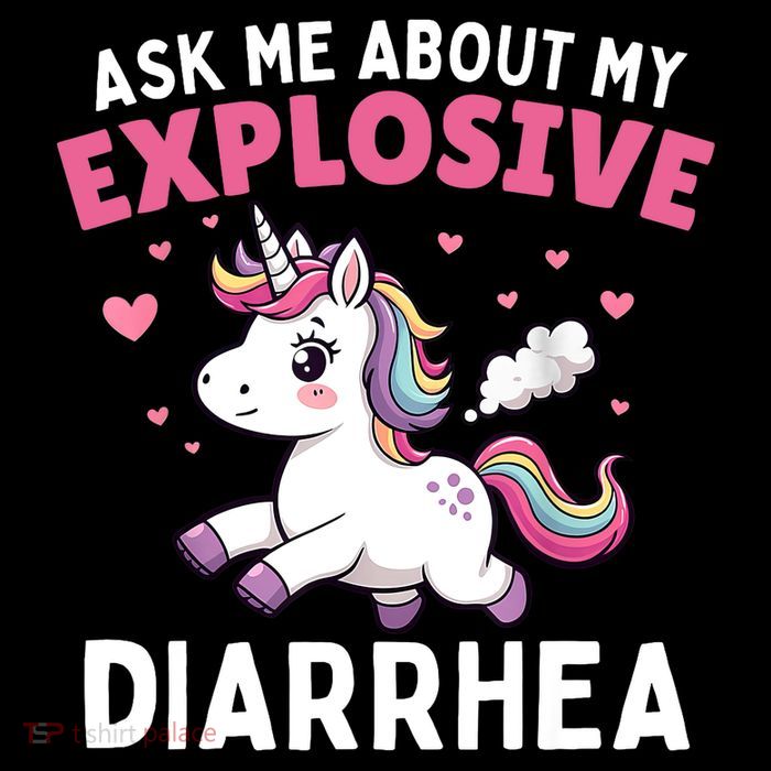 Ask Me About My Explosive Diarrhea Funny Poop Meme Unicorn  Kids T-Shirt