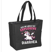 Ask Me About My Explosive Diarrhea Funny Poop Meme Unicorn  Zip Tote Bag