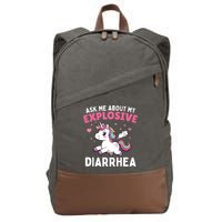 Ask Me About My Explosive Diarrhea Funny Poop Meme Unicorn  Cotton Canvas Backpack