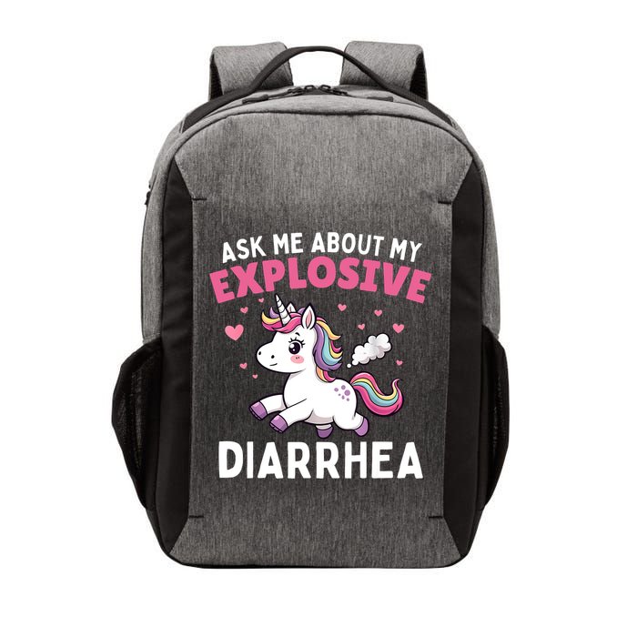 Ask Me About My Explosive Diarrhea Funny Poop Meme Unicorn  Vector Backpack