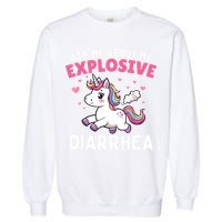 Ask Me About My Explosive Diarrhea Funny Poop Meme Unicorn  Garment-Dyed Sweatshirt