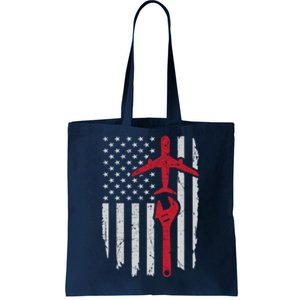 Airplane Mechanic American Flag Aviation Technician Gift Tote Bag