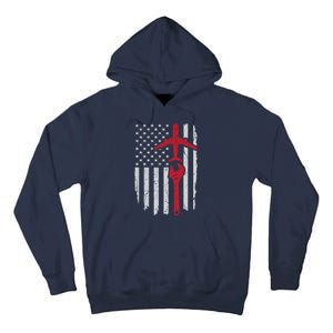 Airplane Mechanic American Flag Aviation Technician Gift Tall Hoodie