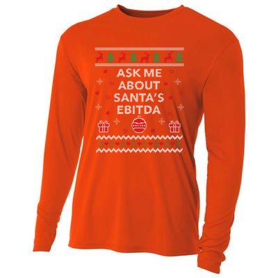 Ask Me About Santas Ebitda Accountant Design Ugly Christmas Cool Gift Cooling Performance Long Sleeve Crew