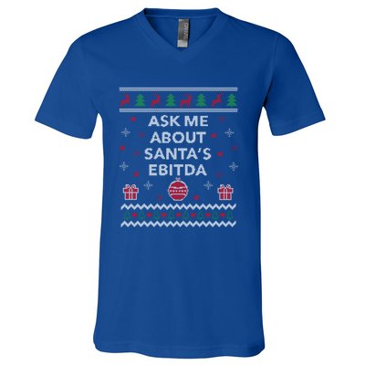 Ask Me About Santas Ebitda Accountant Design Ugly Christmas Cool Gift V-Neck T-Shirt