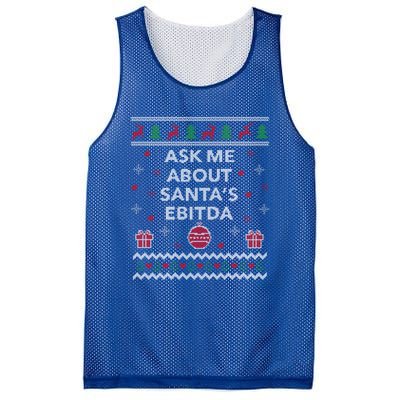 Ask Me About Santas Ebitda Accountant Design Ugly Christmas Cool Gift Mesh Reversible Basketball Jersey Tank