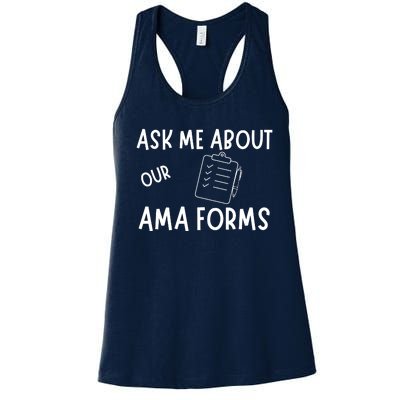 Ask Me About Our Ama Forms Women's Racerback Tank