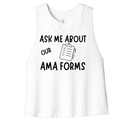 Ask Me About Our Ama Forms Women's Racerback Cropped Tank