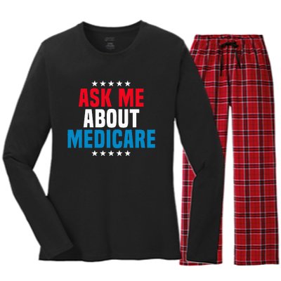 Ask Me About Medicare Health Insurance Consultant Women's Long Sleeve Flannel Pajama Set 