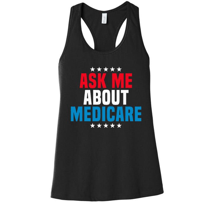 Ask Me About Medicare Health Insurance Consultant Women's Racerback Tank