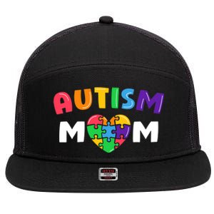 Autism Mom Autism Awareness Gift 7 Panel Mesh Trucker Snapback Hat