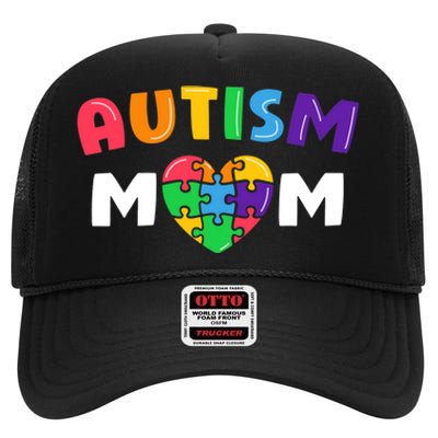 Autism Mom Autism Awareness Gift High Crown Mesh Back Trucker Hat