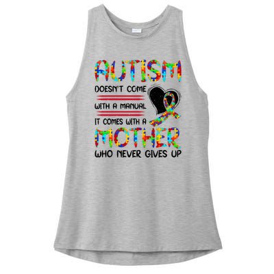 Autism Mom American Flag Ladies PosiCharge Tri-Blend Wicking Tank