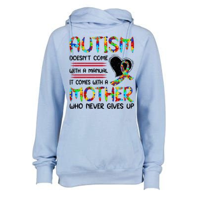 Autism Mom American Flag Womens Funnel Neck Pullover Hood