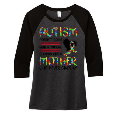 Autism Mom American Flag Women's Tri-Blend 3/4-Sleeve Raglan Shirt