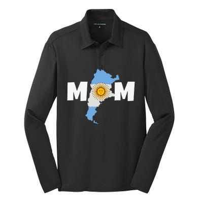 Argentinian Mom Argentina Mommy Funny Argentine Flag Silk Touch Performance Long Sleeve Polo