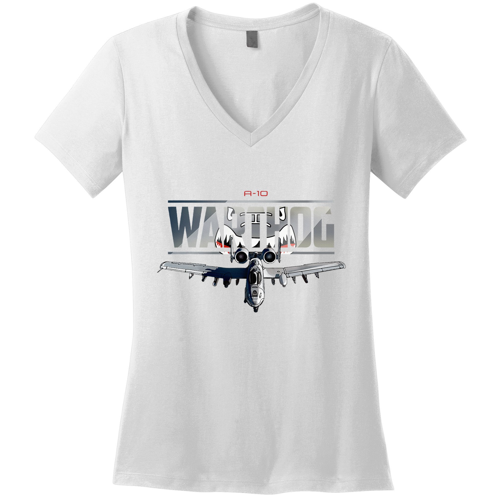 American Military Airplane Warthog Pilot Women's V-Neck T-Shirt